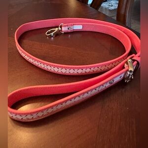 Henri Bendel Perforated Pink Coral Dog Leash in Mint Condition!